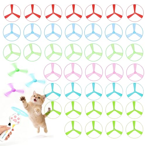 Cat Toy Disc,Interactive Cat Fetch Toy Flying Discs for Pet with 40 Discs - color: 40pc