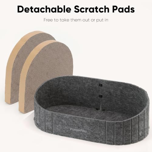 FUKUMARU Cat Scratcher, 24 Inch Sofa Shape Cat Scratching Bed Couch Indoor - color: Grey