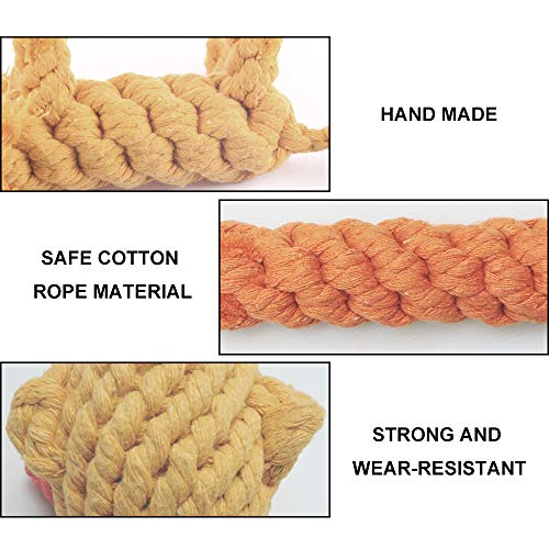 Andiker 3PCS Cotton Rope Puppy Teething & Training Durable Dog Plush Toys - Lion, Carrot & Duck Interactive Biting Rope Dog Chew Toys