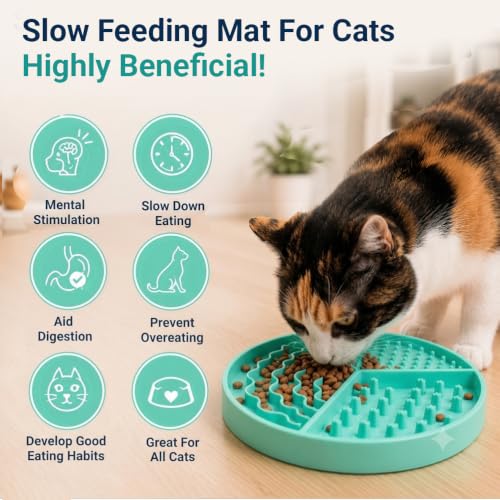 Large Size Cat & Dog Slow Feeder Puzzle Toy, Interactive Puzzle Feeder Bowl, Dog Lick Mat, Cat Food Puzzle, Pet Feeding Toy for Mental Stimulation, BPA Free Silicone, Dishwasher Safe (Green) - color: Mint Green