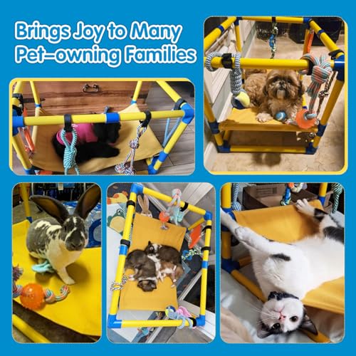 Keaber Puppy Play Gym with 8 Toys, Jungle Gym with Hammock 23x17x17in