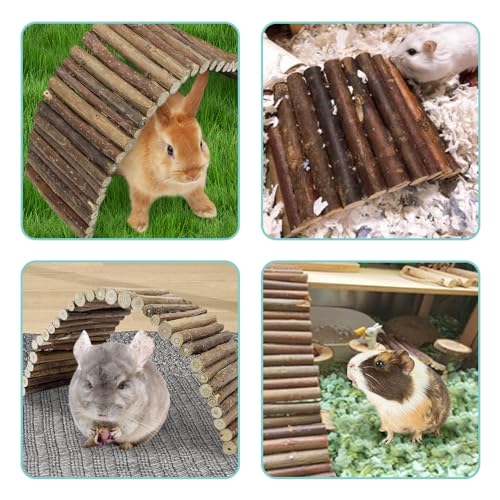 Tfwadmx Wooden Hamster Bridge, Extra Large Small Animal Bendy Bridge Tunnel Hut Hideout Ladder Hideaway Climbing Chew Toy for Gerbil Guinea Pig Chinchilla Rabbit Ferret Hedgehog Rat Gerbil - size: 1 pc willow wood
