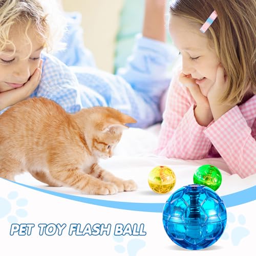 Frienda 4 Pcs Light up Cat Ball LED Motion Ghost Hunting Cat Ball, Colorful - color: Colorful