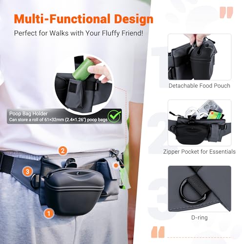 Dog Treat Pouch w a Small Removable Washable Clip on Silicone Dog Treat Bag