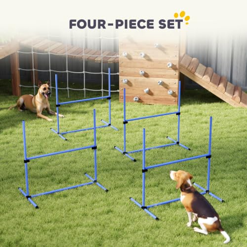 PawHut 4 Piece Dog Agility Training Equipment for Dog Agility Course Blue - color: Blue, size: 4 Piece