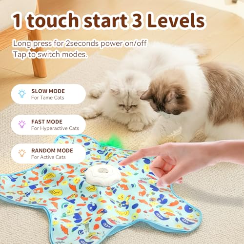 Interactive Touch Activated Hide and Seek Cat Toys for Indoor Cats, Green - color: Green