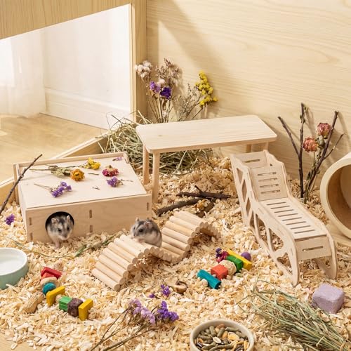 BreezeHug 4 Pcs Hamster Cage Accessories Hamster Platform Toy, Enclosure - style: Enclosure