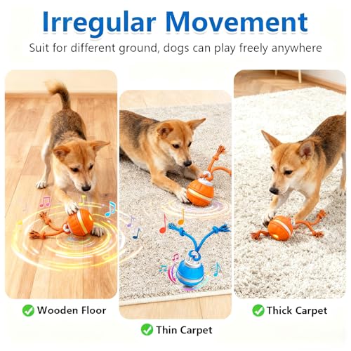 Interactive Dog Ball Toy for Small Dogs, Motion Activated Rolling Ball