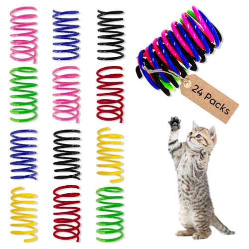 Cat Toys for Indoor Cats, 24 Pack Interactive Cat Spring Toys, 6Colors - color: 6-Color, size: 24 Packs