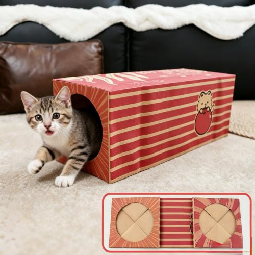 Cat Kraft Paper Tunnel Bag Toy Hide & Seek (Foldable Tunnel) - color: Foldable Tunnel