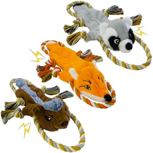 No Stuffing Rope 3-Pack Dog Toys, Chew Toys for Medium, Large Pets - color: Orange, Grey, Coffee