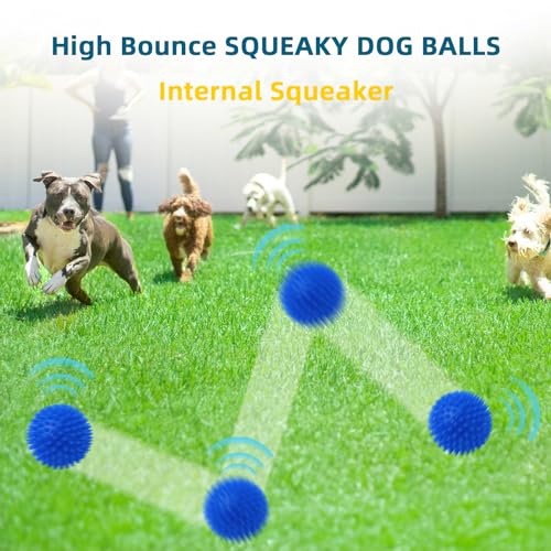 SHARLOVY 4.5'' Squeaky Dog Toy Balls for Large Breeds,Durable Spiky Ball - size: XL Large Set of 2