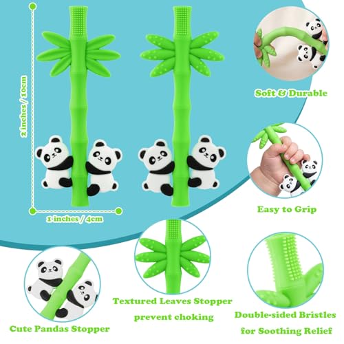 Baby Teething Toy, Silicone Teether Sticks for Teething Relief, BPA Free - color: Green Orange