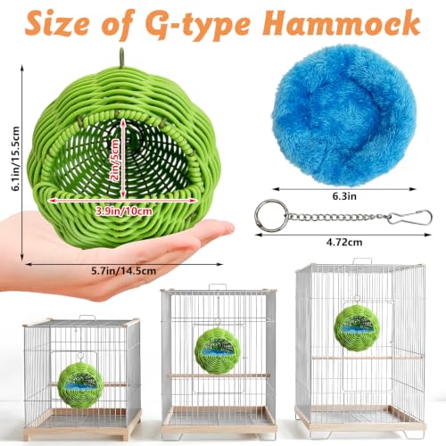 BNOSDM Bird Nest with Soft Pad Hanging Small Parrot Bed Set (Green) - color: Green Hanging Nest - G-Type