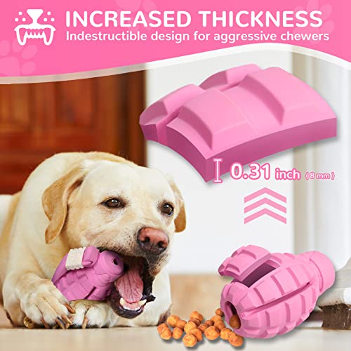 Dog Toys for Aggressive Chewers Large Breed, Fun to Chew (Pink) - color: Pink