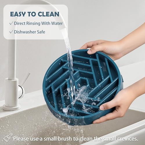 TOBYTO Slow Feeder Dog Bowls Large Medium Breed,Anti-Choking Slow Eating Dog Food Bowl,Non Slip Pet Slower Food Feeding Bowls Large Puzzle Slow Feeder Bloat Stop Maze Dog Dishes,Dark Blue - color: Dark Blue