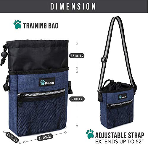 PetAmi Hands Free Dog Treat Pouch for Training and Walking, Navy - color: Heather Navy