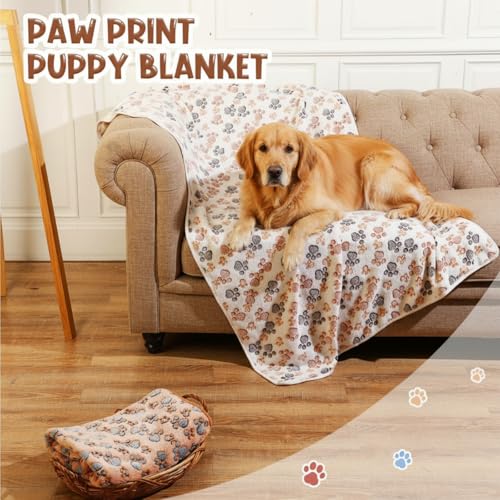 Tatuo 4 Pcs Fleece Dog Blankets for Puppy Cat, Mixed, 36 x 36 in, Paw - color: Mixed, size: 36 x 36 in