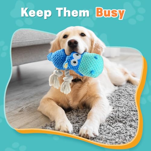 TOOPTATE Hippo Squeaky Dog Toys (Blue, Medium) (Pack of 2) - color: Blue, size: Medium (Pack of 2)