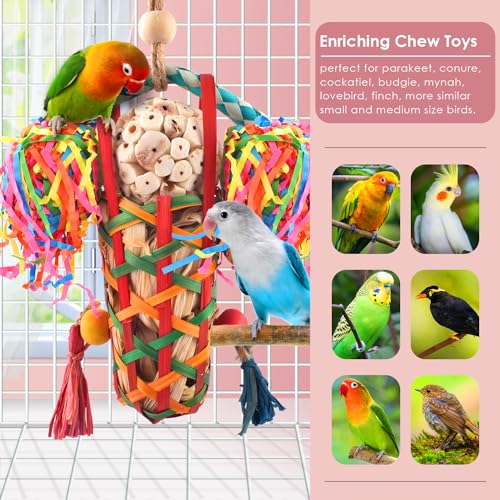 KATUMO Bird Toys Parakeet Toy Cockatiel Shredding Chew Conure Foraging Sola Enrichment for Conure Cockatiel Parakeet Lovebird Small to Medium Birds (2 Pcs) - size: 2 Pcs