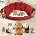 Spardar 2-in-1 Bunny Tunnel Bed, with Removable Mat Hideout, Red - color: Red
