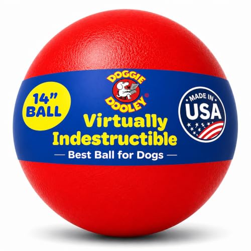 Doggie Dooley Virtually Indestructible Dog Ball - 14 Inch, Red - color: Red, size: X-Large (14 inch)