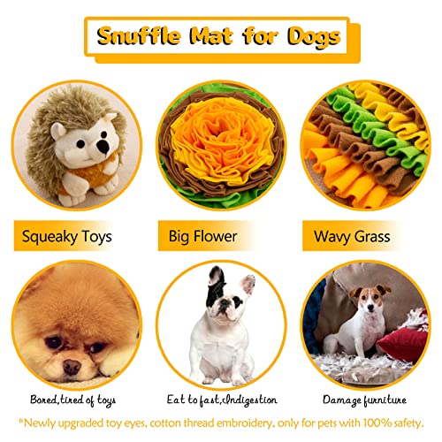 Pet Snuffle Mat for Dogs Hedgehog Puzzle Toy Large Sniffing Mat with Squeaky Mushrooms Portable Indoor/Outdoor Digging Mat for Foraging Skills & Stress Relief
