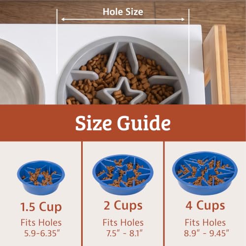Leash Boss Slow Feeder Dog Bowls (4 Cup) Puzzle Dog Food Bowl with Feeder Holes, Fits into Elevated Pet Feeders, Slow Eating for Large, Medium & Small Sized Breeds - Blue - color: Blue, size: 4 Cup