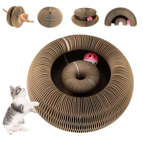 Kitty Curls Cat Toy, Magic Organ Cat Scratching Board with Bell-Ball - color: Magic Organ Design