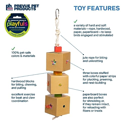 Prevue Pet Products 3-Box Stuff & Hide Playfuls Bird Toy