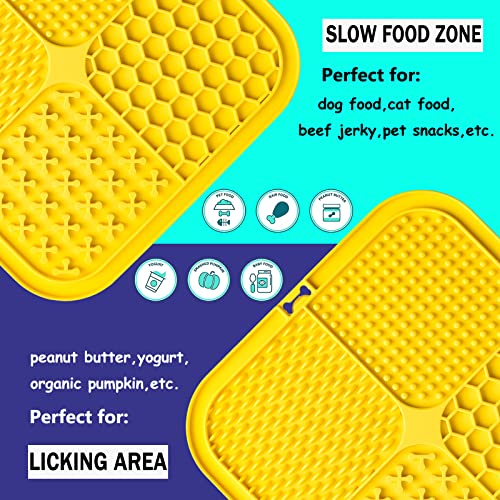 Lick Mat for Dogs, Large Dog Lick Mat with Suction Cups for Anxiety, Peanut Butter Dog Licking Mat Slow Feeder Dispensing Treater Lick Pad for Dogs Cats Grooming Bathing and Training(Yellow) - color: Yellow