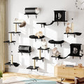 14-in-1 Cat Wall Shelves, Wall Mounted Cat Shelves, Space Saving, Black - color: Black, size: 14Pcs