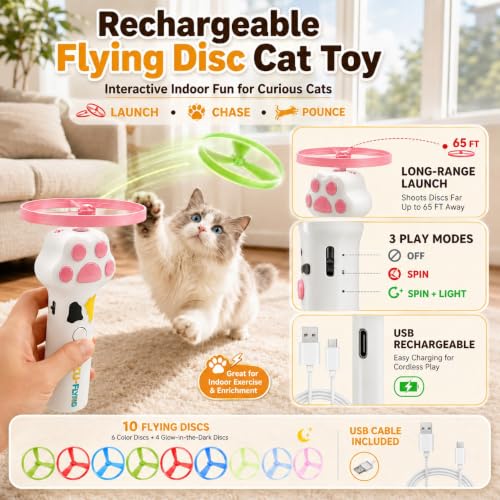 Cat Toy Launcher for Kitten Toys, Cat Toys Interactive, Automatic Cat Toy - color: white