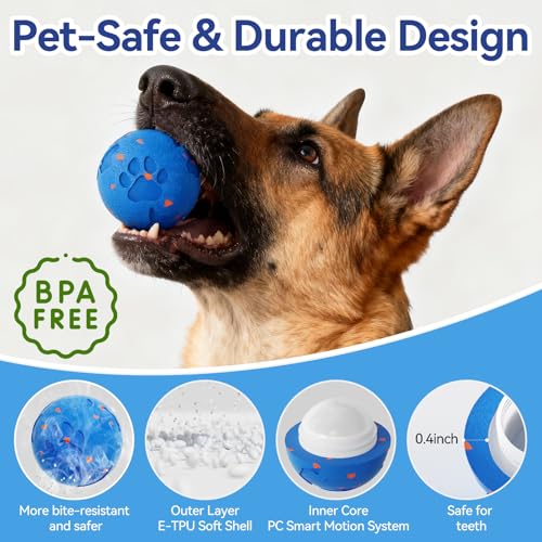 Interactive Dog Toy Ball, Smart Automatic Moving Dog Toy for Medium Large - color: Blue