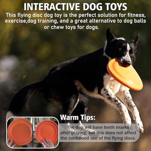 XIGOU Dog Flying Disc - Durable Rubber Flying Disc Dog Toy - 9.25" Indestructible Rubber Dog Flying Discs Flyer Dog Toys - Puncture Resistant & Bite Resistant Extremely - for Medium Large Dogs - color: Orange