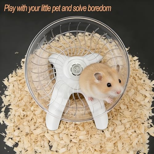 Hamster Wheel, Hamster Flying Saucer Silent Running Exercise Wheel for Hamsters, Gerbils, Mice,Hedgehog and Other Small Pets Silent Running Wheel Hermit Crab Wheel(White)