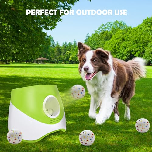Automatic Dog Ball Launcher for Small to Medium Dogs, 2.2 Inch ETPU Dog Ball Thrower, 3 Distance Adjustable 19-39 Ft Interactive Dog Toy, Mental Stimulating Puppy Toy with 4 ETPU Balls (Light Green) - color: Light Green