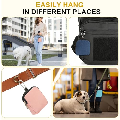 Dog Treat Pouch Hands-Free Pet Dog Bag 3.5x3.4 (Black/Pink 2Pcs) - color: Black/Pink