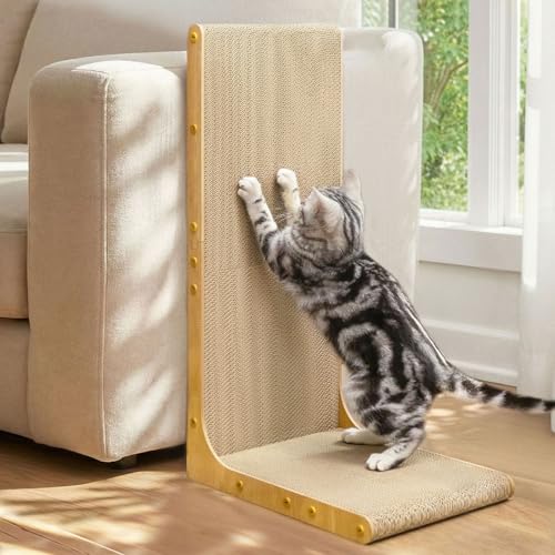 Conlun Cardboard Cat Scratcher, 26" L-Shaped Scratch Pad - size: 26"