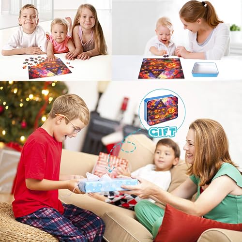 LELEMON Halloween Puzzles for Kids Ages 4-8,100 Piece Funny Pumpkin Castle Bat Jigsaw Puzzle for Children,Learning Educational Toys for Boys and Girls - color: Halloween