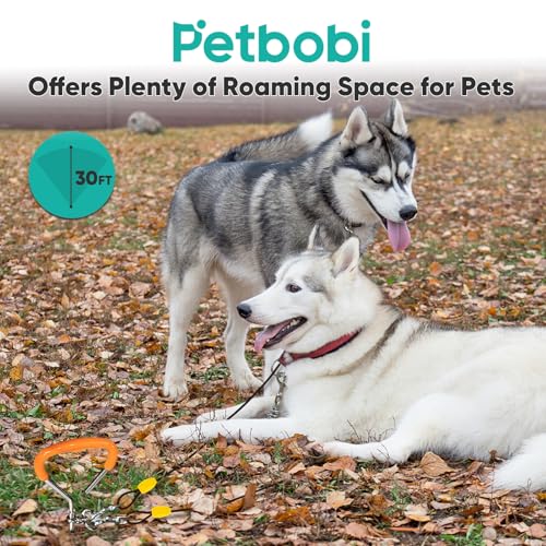 Petbobi Dog Tie Out Cable and Stake, 30ft Heavy Duty Dog Leads for Yard - color: Black, size: 30 ft (120 lbs)
