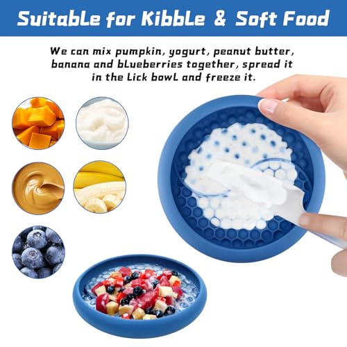 Dog Lick Bowl, Non-Slip Lick Mat Slow Feeder for Dogs & Cats - color: Dark Blue, size: Small