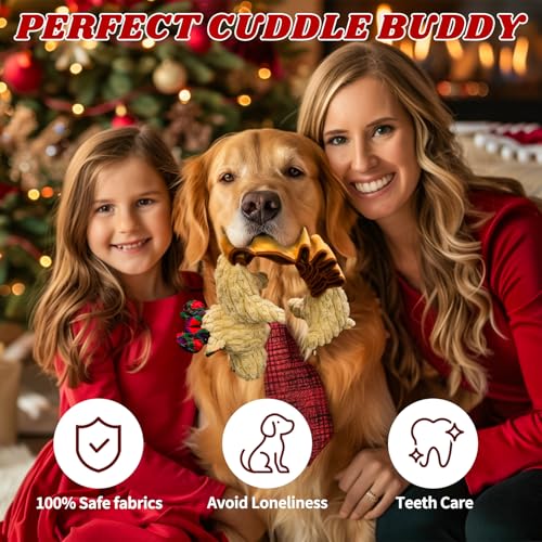 Christmas Squeaky Pet Gift Crinkle Dog Toys Deer - style: Christmas Deer Pulling Belt
