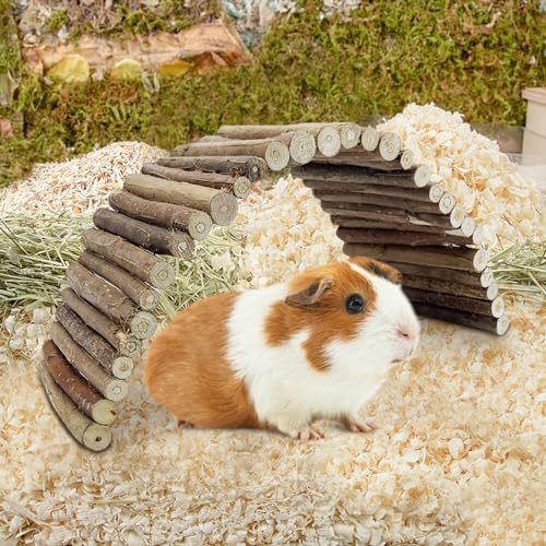Tfwadmx Wooden Hamster Bridge, Extra Large Small Animal Bendy Bridge Tunnel Hut Hideout Ladder Hideaway Climbing Chew Toy for Gerbil Guinea Pig Chinchilla Rabbit Ferret Hedgehog Rat Gerbil - size: 1 pc willow wood