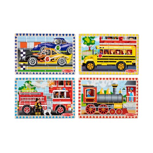 Melissa & Doug 4-in-1 Wooden Vehicle Jigsaw Puzzle 48-Piece Set - style: Vehicles