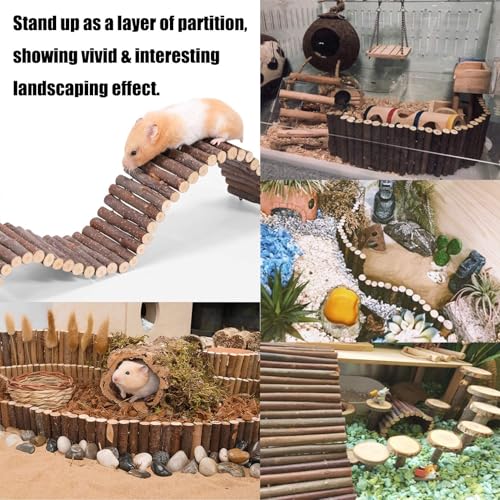 PINVNBY Natural Wooden Bendy Hamster Bridge Rat Climbing Ladder Toys - size: L:19.6x3inches, 8.6x4inches
