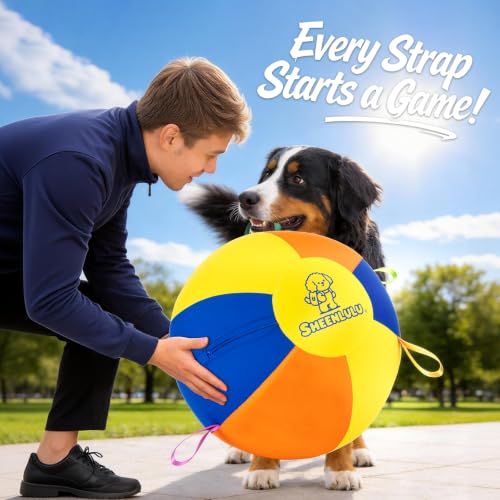 Herding Ball for Dogs, 22" Dog Training Ball with Straps - size: 21.8"