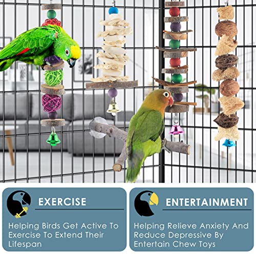 Bissap Bird Chew Toys, 5 Packs Parakeet Natural Wood Toys Parrot Hanging Cage Toy Bird Perch Stand for Small Bird Conure Cockatiel Parrotlet Lovebird Budgie - size: 5 pieces