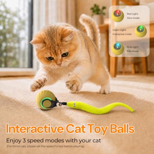 Interactive Cat Toys with Bird Sounds & 7 Speed Modes for Indoor Cats Play - color: A2 Yellow