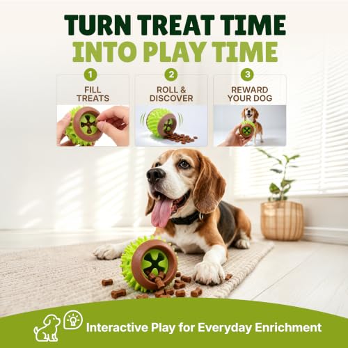 Dog Treat Ball, Treat Dispensing Puzzle Toy, 3 Inch, Green - color: Green
